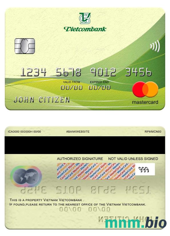 Vietnam Vietcombank przykład karty mastercard w formacie PSD